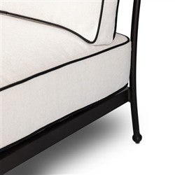 Gretchen French Country White Upholstered Black Welt Aluminum Outdoor Sofa - 76"|