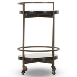 Ovidia Modern Classic Smoked Brown Glass Brass Bar Cart|
