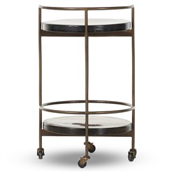 Ovidia Modern Classic Smoked Brown Glass Brass Bar Cart|