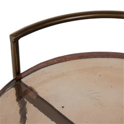 Ovidia Modern Classic Smoked Brown Glass Brass Bar Cart|