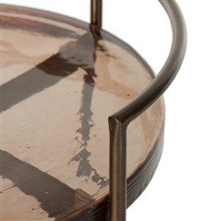 Ovidia Modern Classic Smoked Brown Glass Brass Bar Cart|