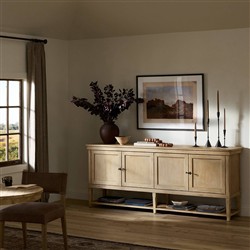 Miles Updated Traditional Aged Brown Wood Sideboard|