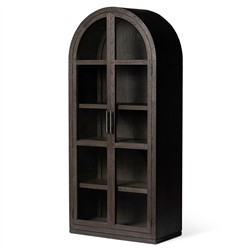 Harvey Updated Traditional Brown Oak Arched Display Cabinet|
