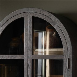 Harvey Updated Traditional Brown Oak Arched Display Cabinet|