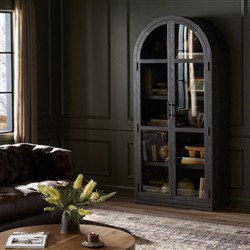 Harvey Updated Traditional Brown Oak Arched Display Cabinet|