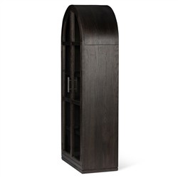 Harvey Updated Traditional Brown Oak Arched Display Cabinet|
