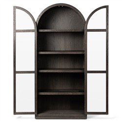 Harvey Updated Traditional Brown Oak Arched Display Cabinet|
