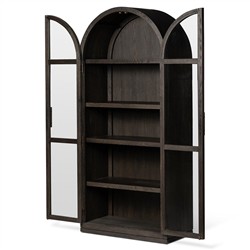 Harvey Updated Traditional Brown Oak Arched Display Cabinet|