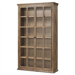 Dawson Updated Traditional Brown Oak Display Cabinet|