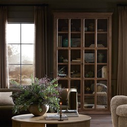 Dawson Updated Traditional Brown Oak Display Cabinet|