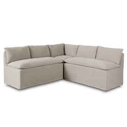 Andrew Updated Traditional Grey Linen Slipcovered Dining Banquette - 80"|