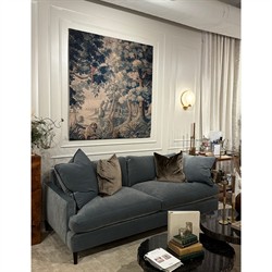 Maeve Traditional Teal Blue Forest Landscape Tapestry - 57x55|