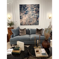 Maeve Traditional Teal Blue Forest Landscape Tapestry - 57x55|