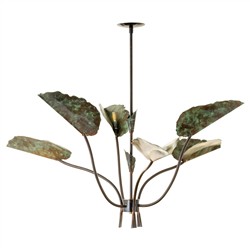 Louanne French Country Green Patina Leaf Chandelier|