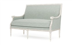 Juliette Spring Blue Textured Weave Vintage White Settee|