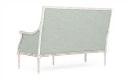 Juliette Spring Blue Textured Weave Vintage White Settee|
