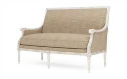 Juliette Mocha Textured Weave Vintage White Settee|