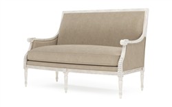 Juliette Elephant Grey Leather Vintage White Settee|
