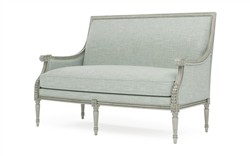 Juliette Spring Blue Textured Weave Provence Sage Settee|