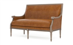 Juliette Camel Leather Driftwood Settee|