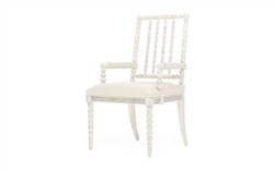 Sabinna Heathered Ivory Crypton Vintage White Dining Arm Chair|