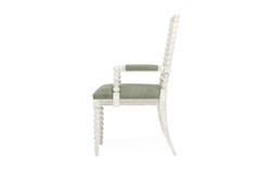 Sabinna Lustre Verde Velvet Vintage White Dining Arm Chair|