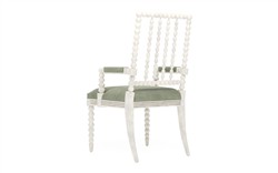 Sabinna Lustre Verde Velvet Vintage White Dining Arm Chair|
