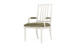 Sabinna Fern Velvet Vintage White Dining Arm Chair|