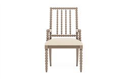 Sabinna Bisque Textured Weave Driftwood Dining Arm Chair|