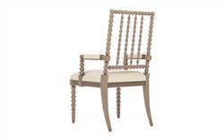 Sabinna Bisque Textured Weave Driftwood Dining Arm Chair|