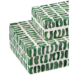 Esmina Updated Traditional Green Bone Decorative Box - Set of 2|