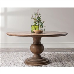 Beatrix Updated Traditional Brown Mango Wood Round Dining Table - 60"|