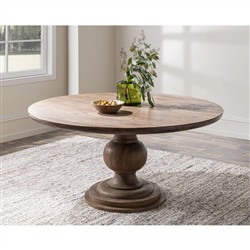 Beatrix Updated Traditional Brown Mango Wood Round Dining Table - 60"|