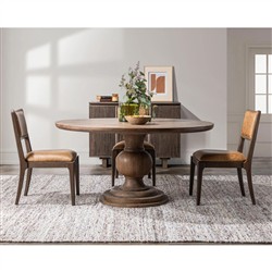 Beatrix Updated Traditional Brown Mango Wood Round Dining Table - 60"|