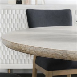 Beatrix Updated Traditional White Washed Mango Wood Round Dining Table - 60"|