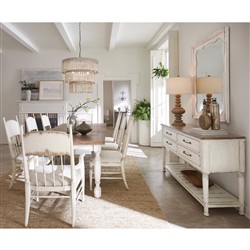 Leo Updated Traditional Beige Performance White Oak Windsor Dining Arm Chair|