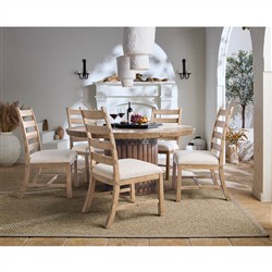 Vince Coastal Beach Brown Wood Ladderback Dining Chair|