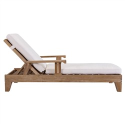 Sara Coastal Beach Natural Teak Upholstered Outdoor Adjustable Chaise Lounge Overstock|