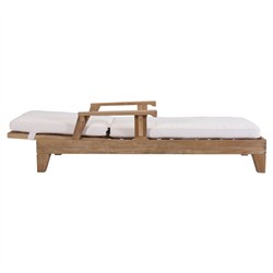 Sara Coastal Beach Natural Teak Upholstered Outdoor Adjustable Chaise Lounge Overstock|