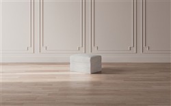 Romilly Heathered Ivory Performance Ottoman - Upholstered to Floor|