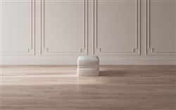 Romilly Heathered Ivory Performance Ottoman - Upholstered to Floor|