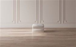 Romilly Slate Blue Ottoman - Upholstered to Floor|