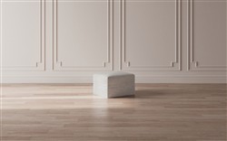 Romilly Slate Blue Ottoman - Upholstered to Floor|