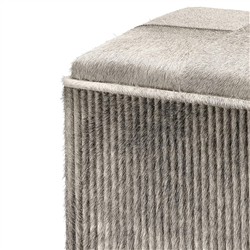 Cassandre Modern Classic Grey Hair on Hide Ottoman|