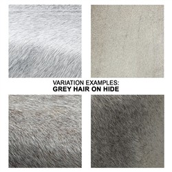 Cassandre Modern Classic Grey Hair on Hide Ottoman|