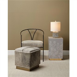 Cassandre Modern Classic Grey Hair on Hide Ottoman|