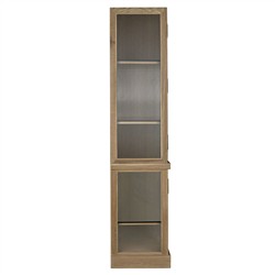 Cyrene Modern Classic Ribbed Glass Oak Wood Display Cabinet|
