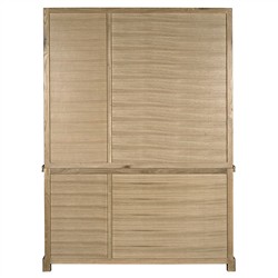 Cyrene Modern Classic Ribbed Glass Oak Wood Display Cabinet|