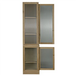 Cyrene Modern Classic Ribbed Glass Oak Wood Display Cabinet|