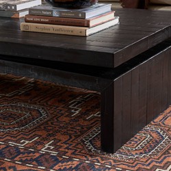 Rayan Rustic Lodge Black Reclaimed Wood Coffee Table|